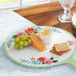The Pioneer Woman Floral Ceramic Cheese Board - Green, White, Red